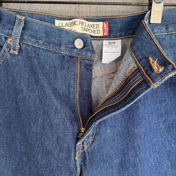 Vintage Levi's 100% Cotton Dark Blue Denim Classic Relaxed Tapered Jeans Size 10 - Picture 5 of 10